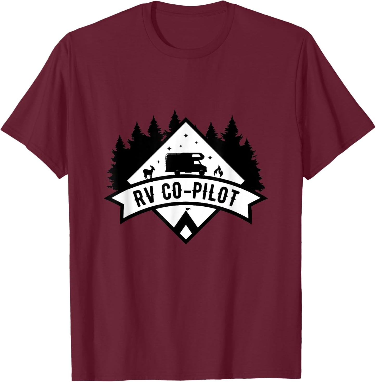 Motorhome Men Women Travel Vacation Present RV Co-Pilot T-Shirt - T-Shirt | Maroon