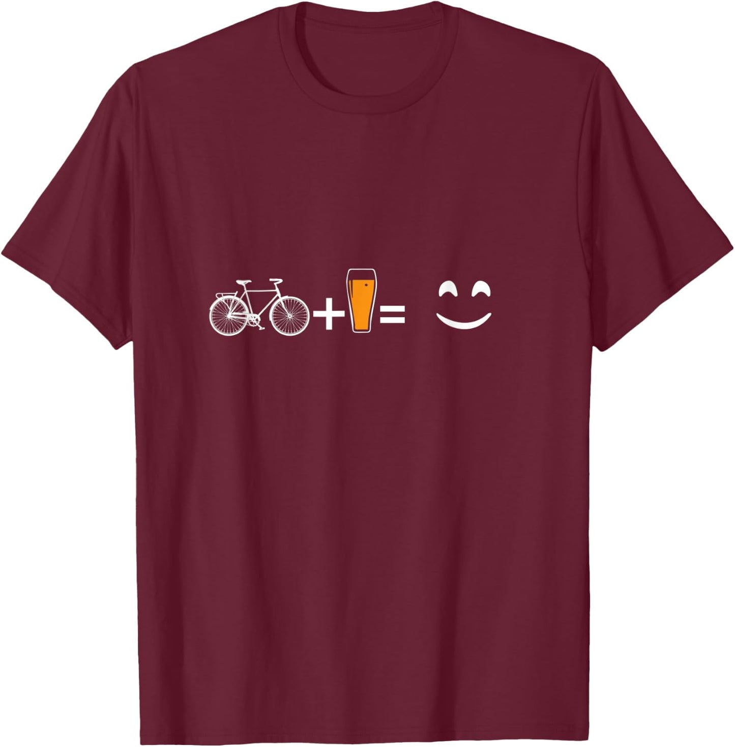 Cyclist Bicycle Mountain Bike Beer Happy Gift T-Shirt - T-Shirt | Maroon