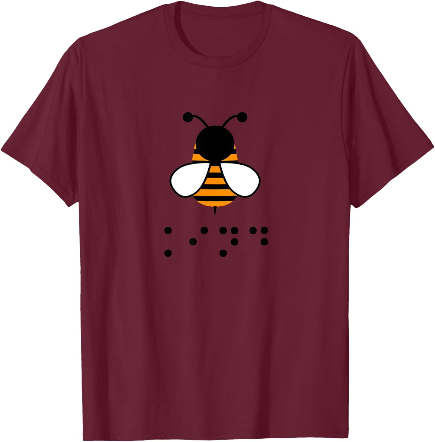 Blind People Awareness Bee Kind Be Kind In Braille T-Shirt - T-Shirt | Maroon