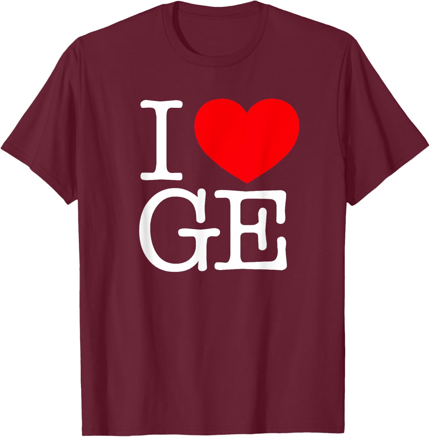 I Love (Heart) GE T-Shirt - T-Shirt | Maroon