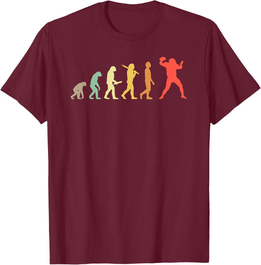 Retro American Football Evolution Gift Football Players T-Shirt - T-Shirt | Maroon