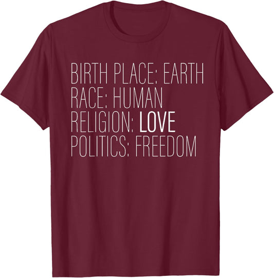 Global Citizen Global Consciousness Choose Love No boarders T-Shirt - T-Shirt | Maroon