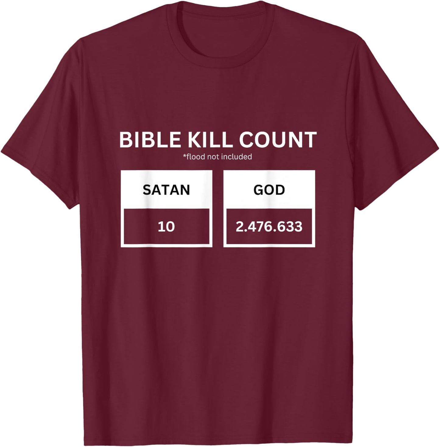 Bible Kill Count T-Shirt - T-Shirt | Maroon