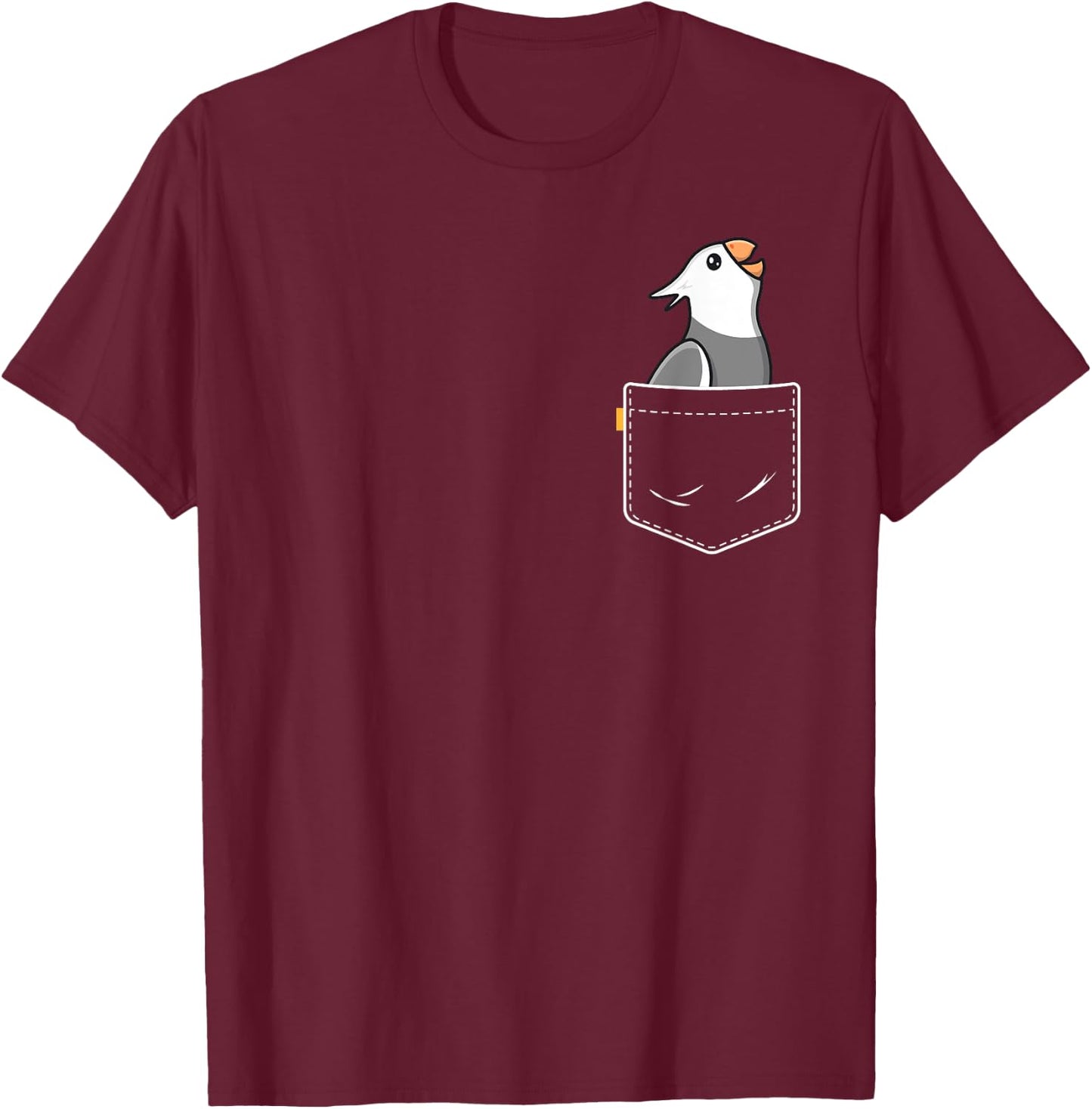 Pocket White Face Cockatiel Women Girls Funny Bird Lovers T-Shirt - T-Shirt | Maroon