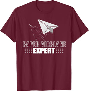 Cool Paper Airplane Expert | Funny Origami Plane Maker Gift T-Shirt - T-Shirt | Maroon