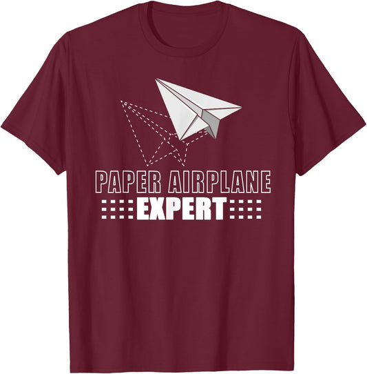 Cool Paper Airplane Expert | Funny Origami Plane Maker Gift T-Shirt - T-Shirt | Maroon