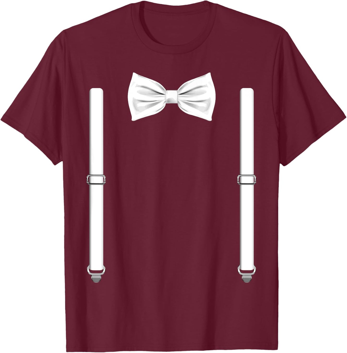 Bow Tie With Suspenders Funny Wedding And Special Occasions T-Shirt - T-Shirt | Maroon