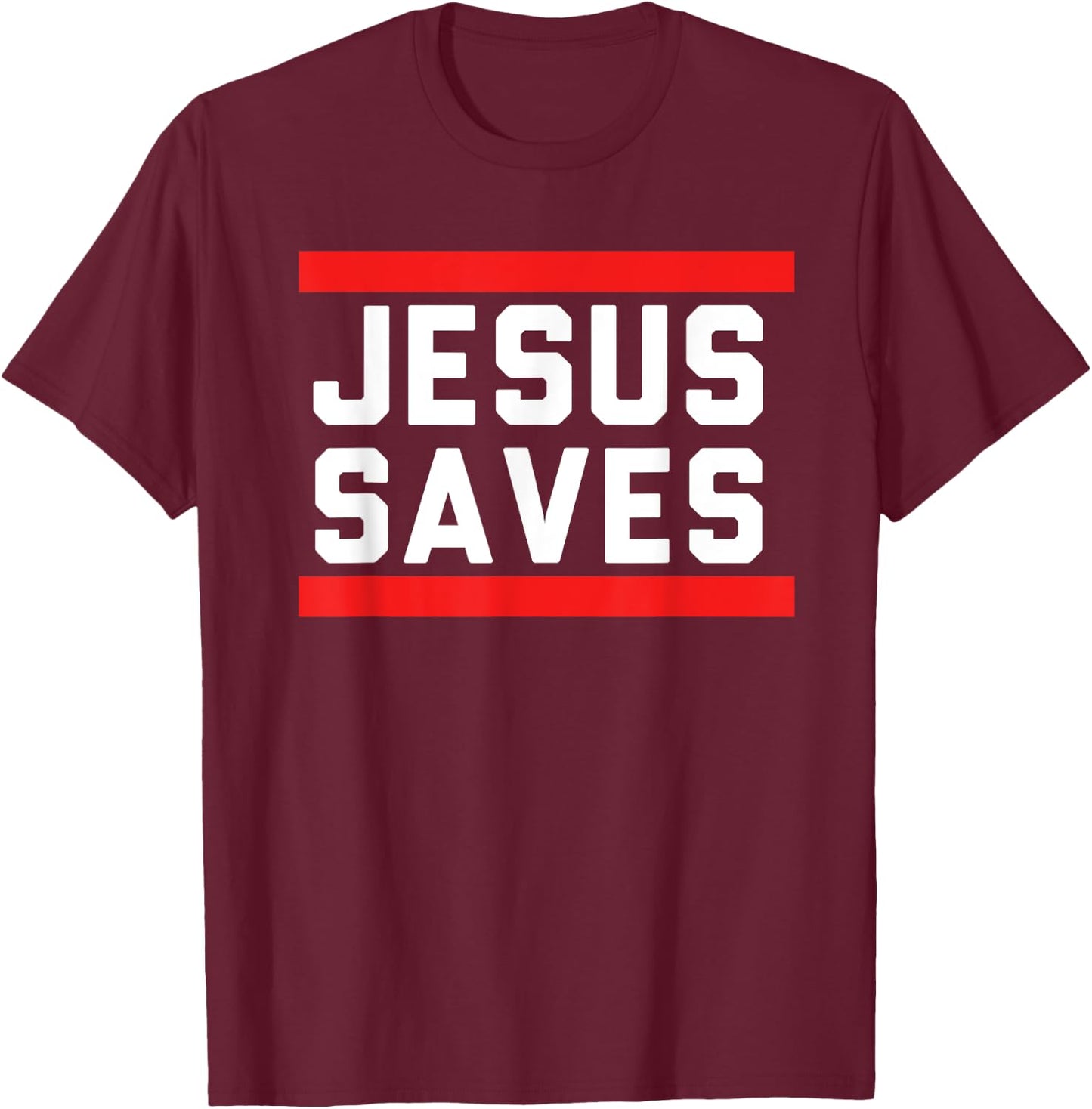 Jesus Saves Religious Christian Faith T-Shirt - T-Shirt | Maroon
