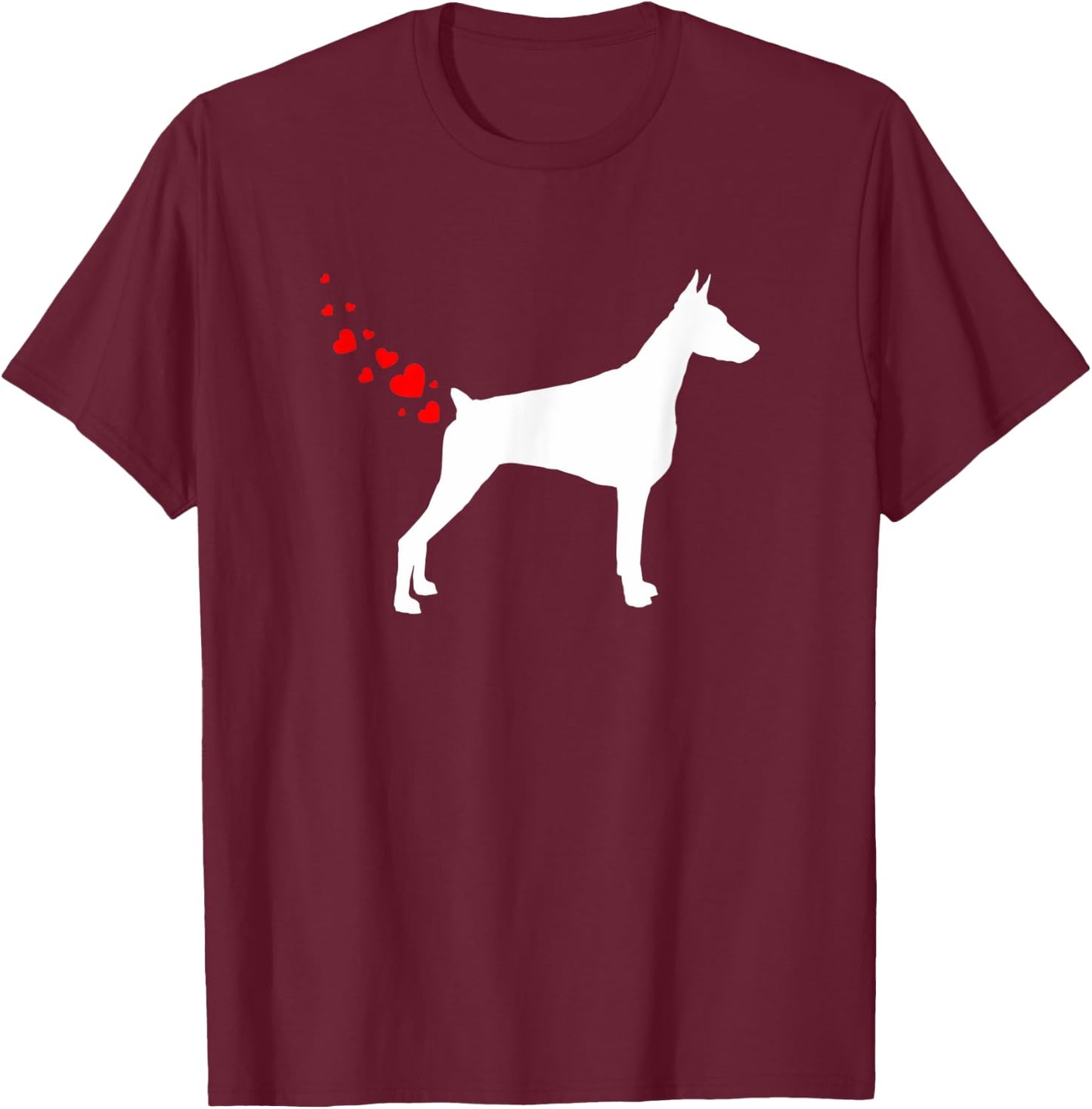 Doberman Pinscher Valentines Day Owner Heart Dog Farts T-Shirt - T-Shirt | Maroon