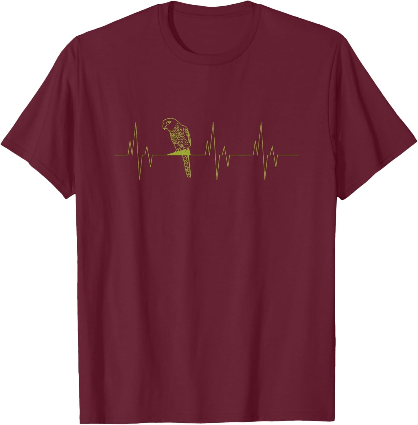 Green Cheek Conure Heartbeat Funny EKG Parrot Lovers Gift T-Shirt - T-Shirt | Maroon