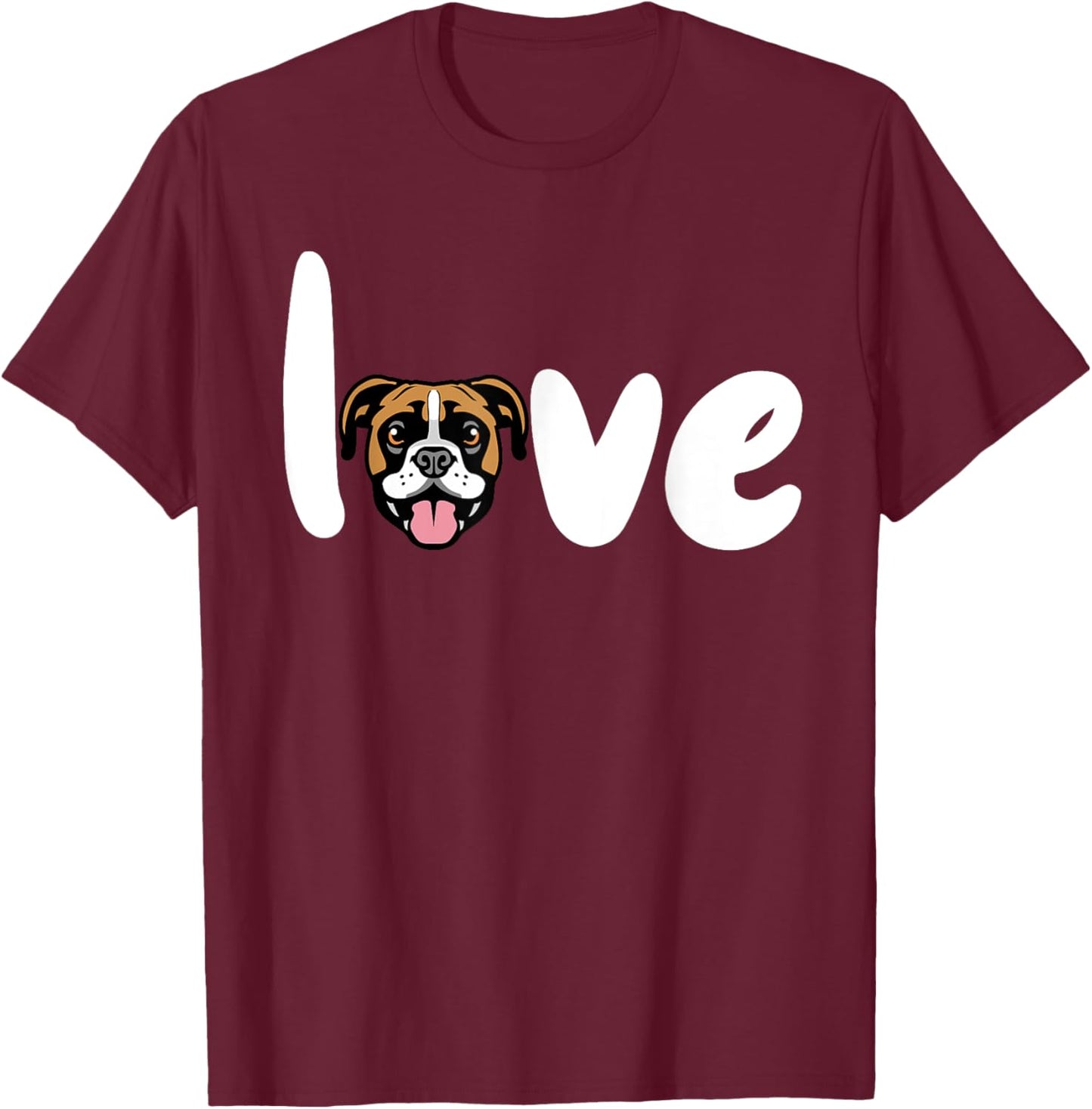 Boxer Love Dog T-Shirt - T-Shirt | Maroon
