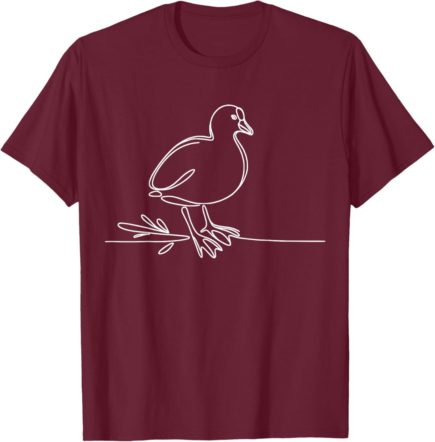 Line Art Bird & Ornithologist American Coot T-Shirt - T-Shirt | Maroon