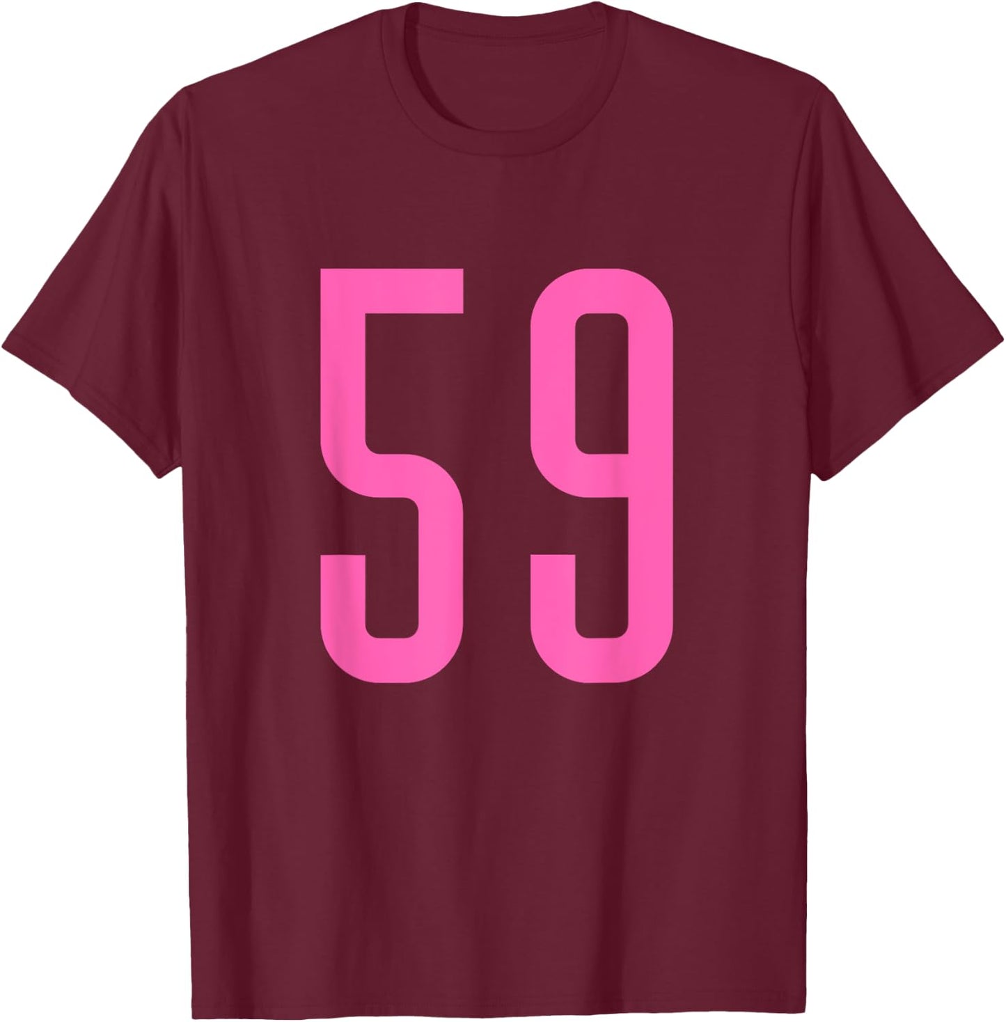 Pink Number #59 Varsity Number T-Shirt - T-Shirt | Maroon