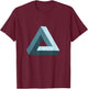 Impossible Penrose Triangle 3D Optical Illusion Math Art T-Shirt - T-Shirt | Maroon