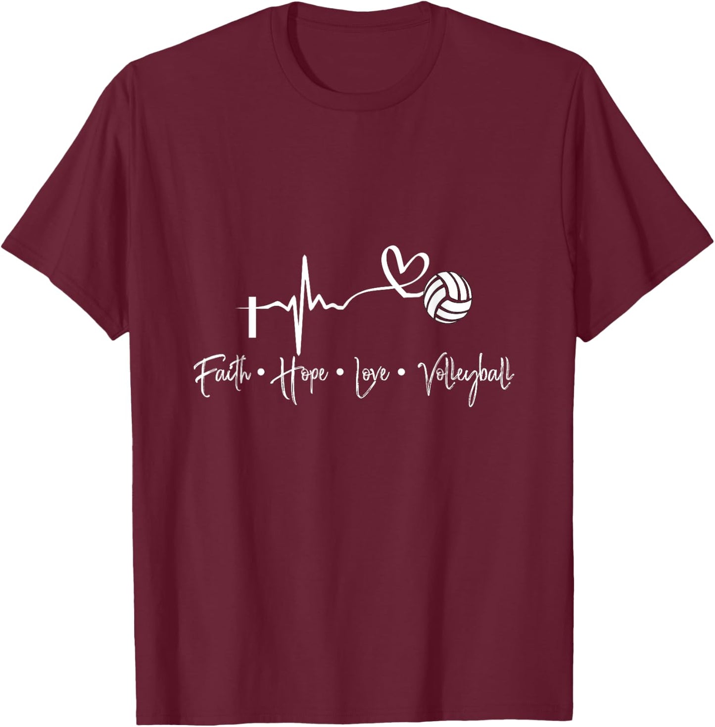 Faith Hop Love Volleyball Volleyball Funny Graphic Clothes T-Shirt - T-Shirt | Maroon