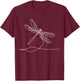 Elegant Line Art Simple Drawing Artwork Dragonfly T-Shirt - T-Shirt | Maroon