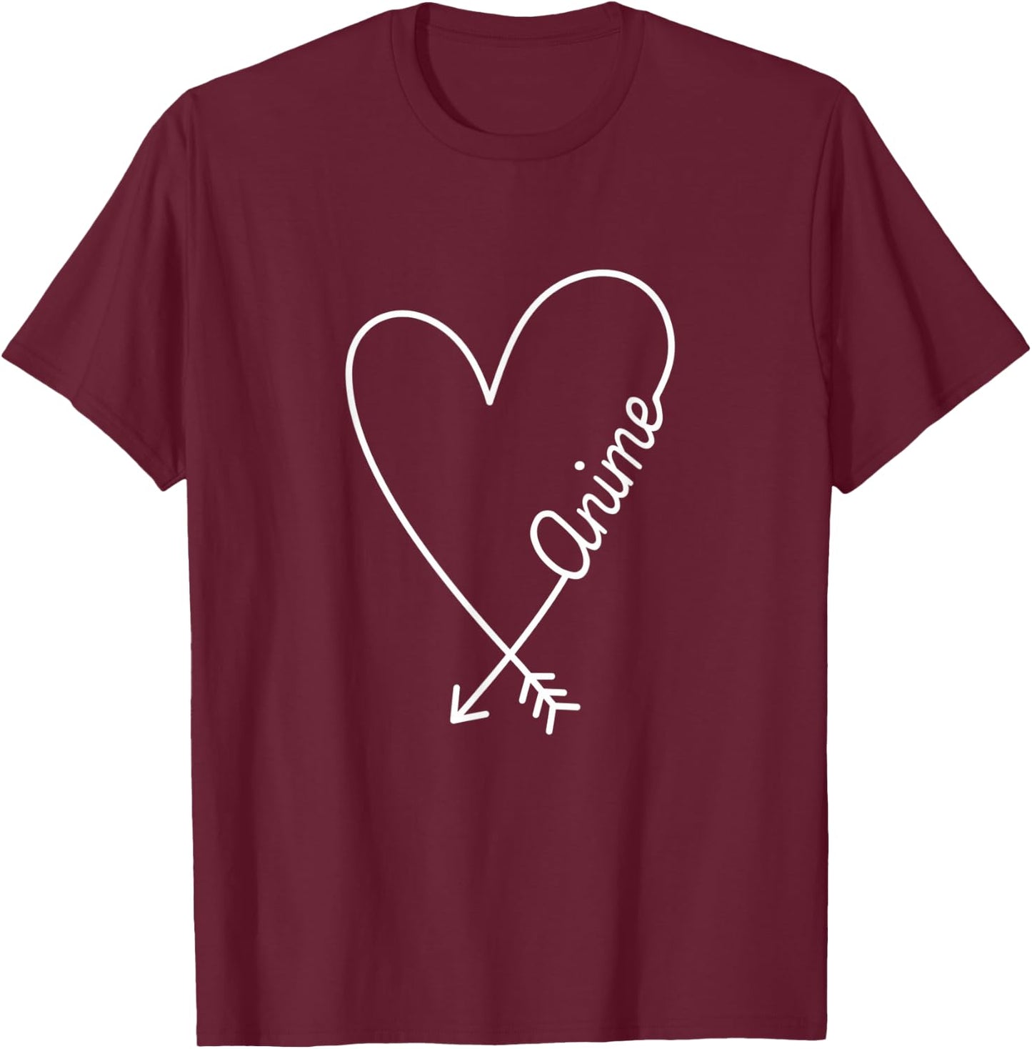 Anime Cute Graphic Heart Love T-Shirt - T-Shirt | Maroon