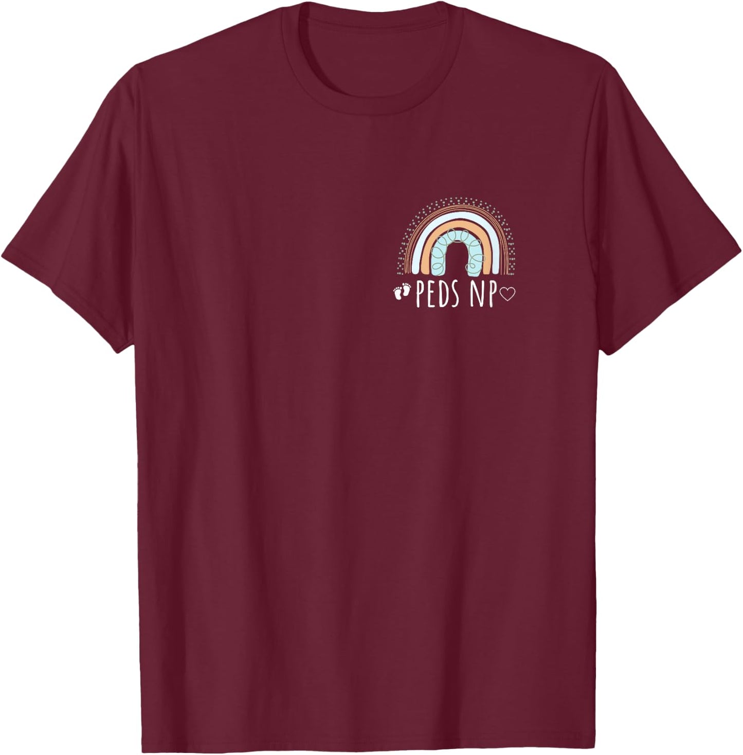 Peds NP Rainbow Monochrome Pediatric Nurse Practitioner PNP T-Shirt - T-Shirt | Maroon