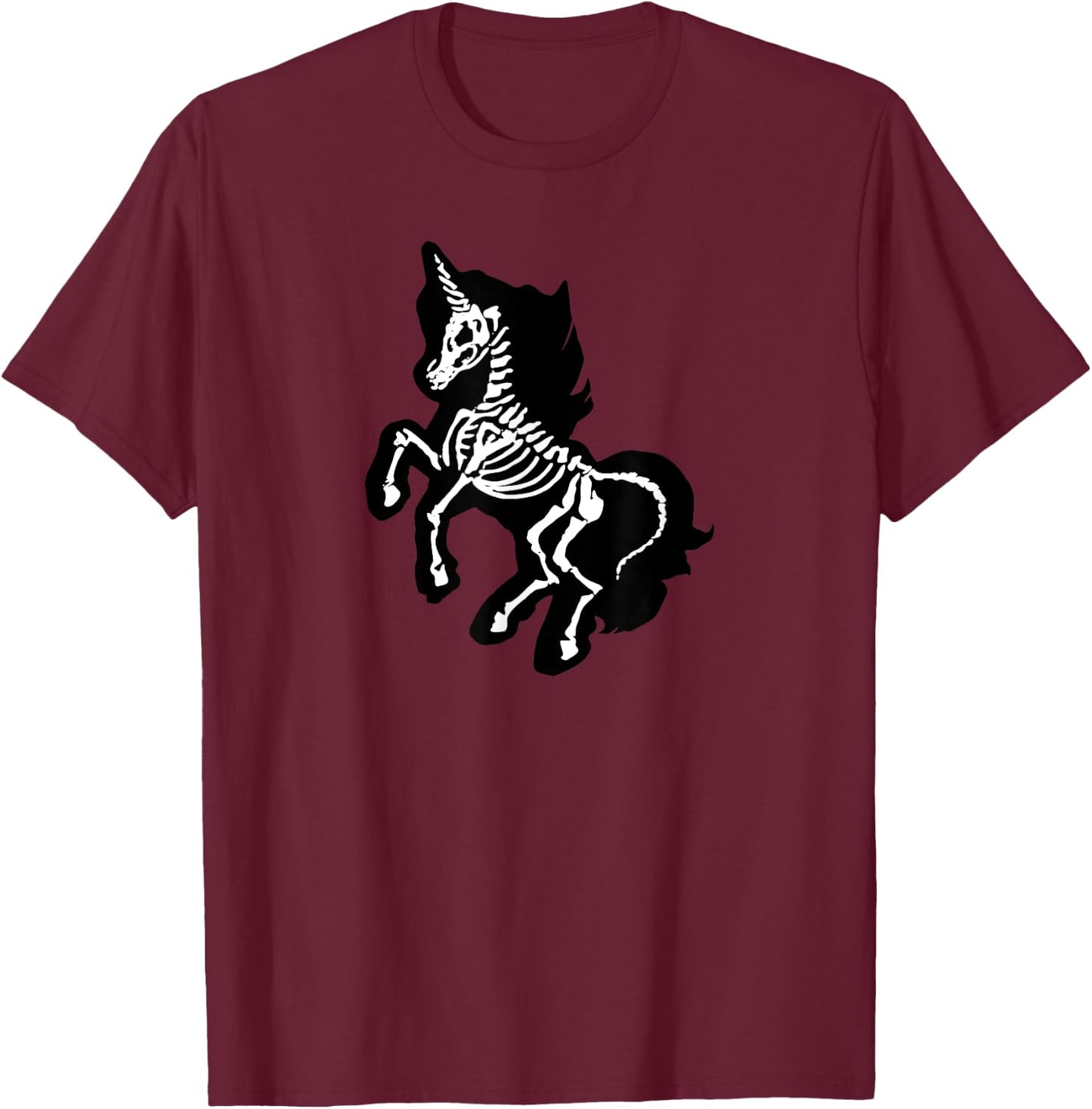 Gothic Unicorn Skeleton Kawaii Alternative Goth T-Shirt - T-Shirt | Maroon
