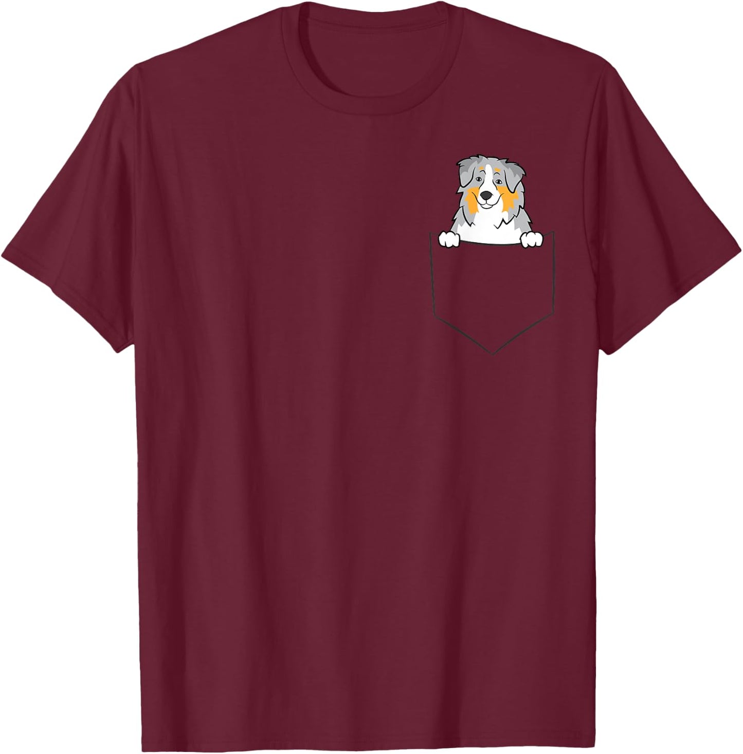 Funny Australian Shepherd Gifts Australian Shepherd In a Pocket Cute Pocket Aussie -Adults, -Kids T-Shirt - T-Shirt | Maroon
