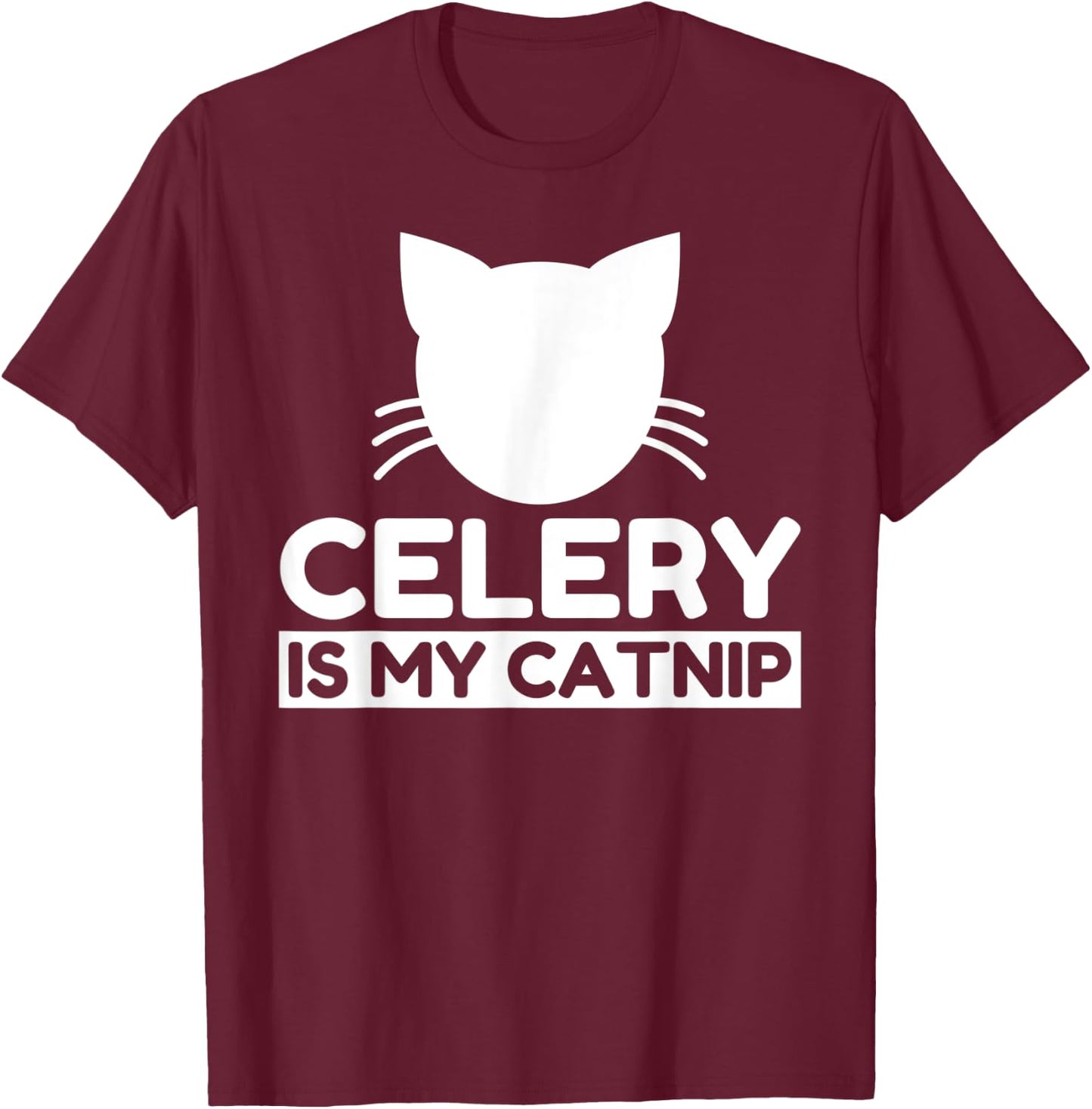 Celery Lover Funny Cute Cat Gifts Men Women Kids T-Shirt - T-Shirt | Maroon