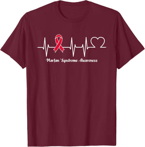 Heartbeat Marfan Syndrome Warrior T-Shirt - T-Shirt | Maroon