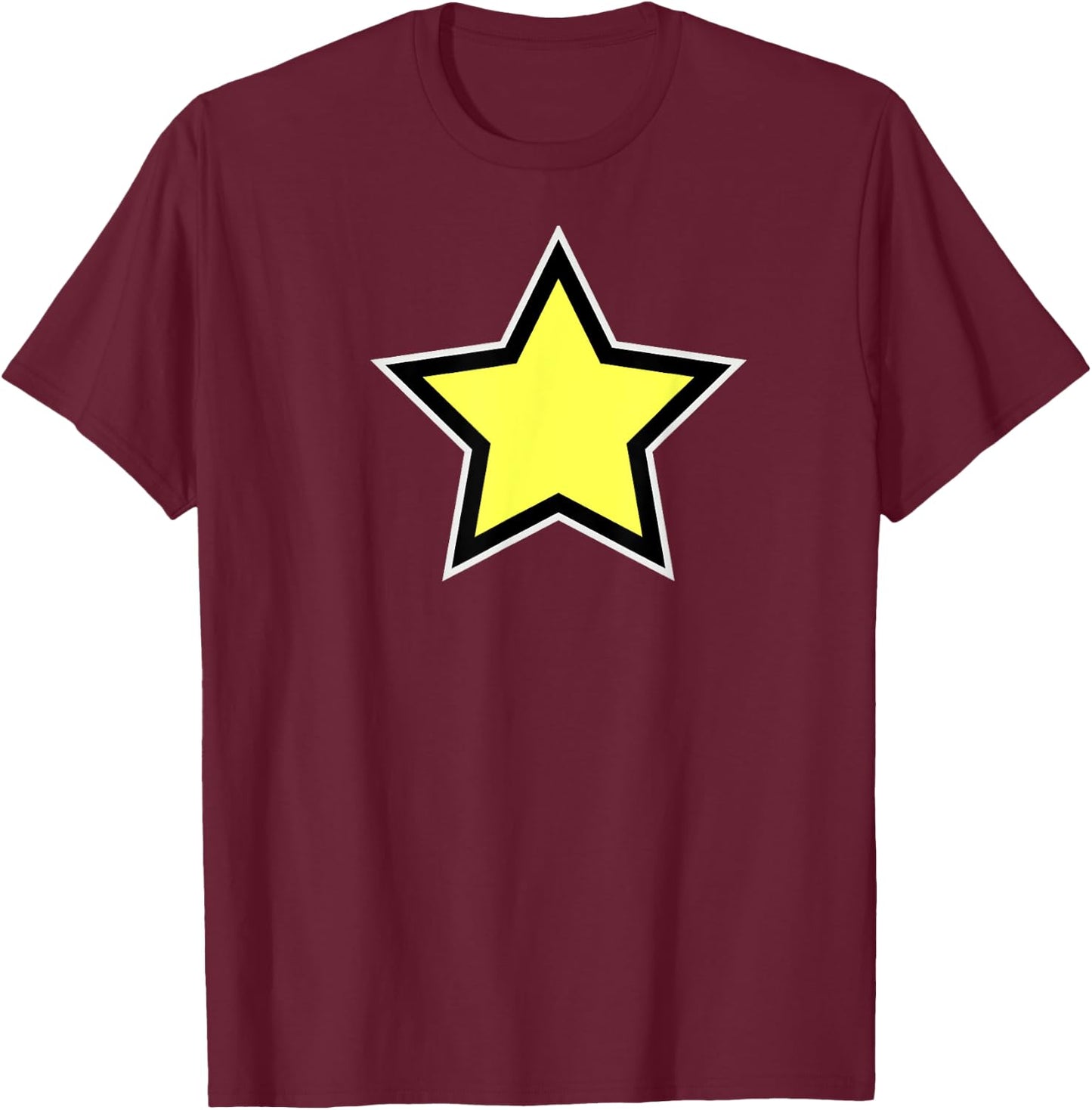 Star Yellow Black White T-Shirt - T-Shirt | Maroon