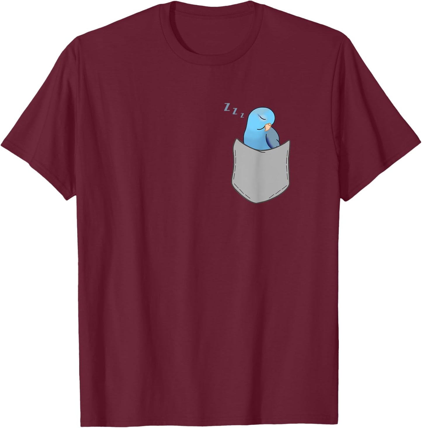 Fake Pocket Blue Parrotlet Sleep Fallow Parrotlet Birb memes T-Shirt - T-Shirt | Maroon