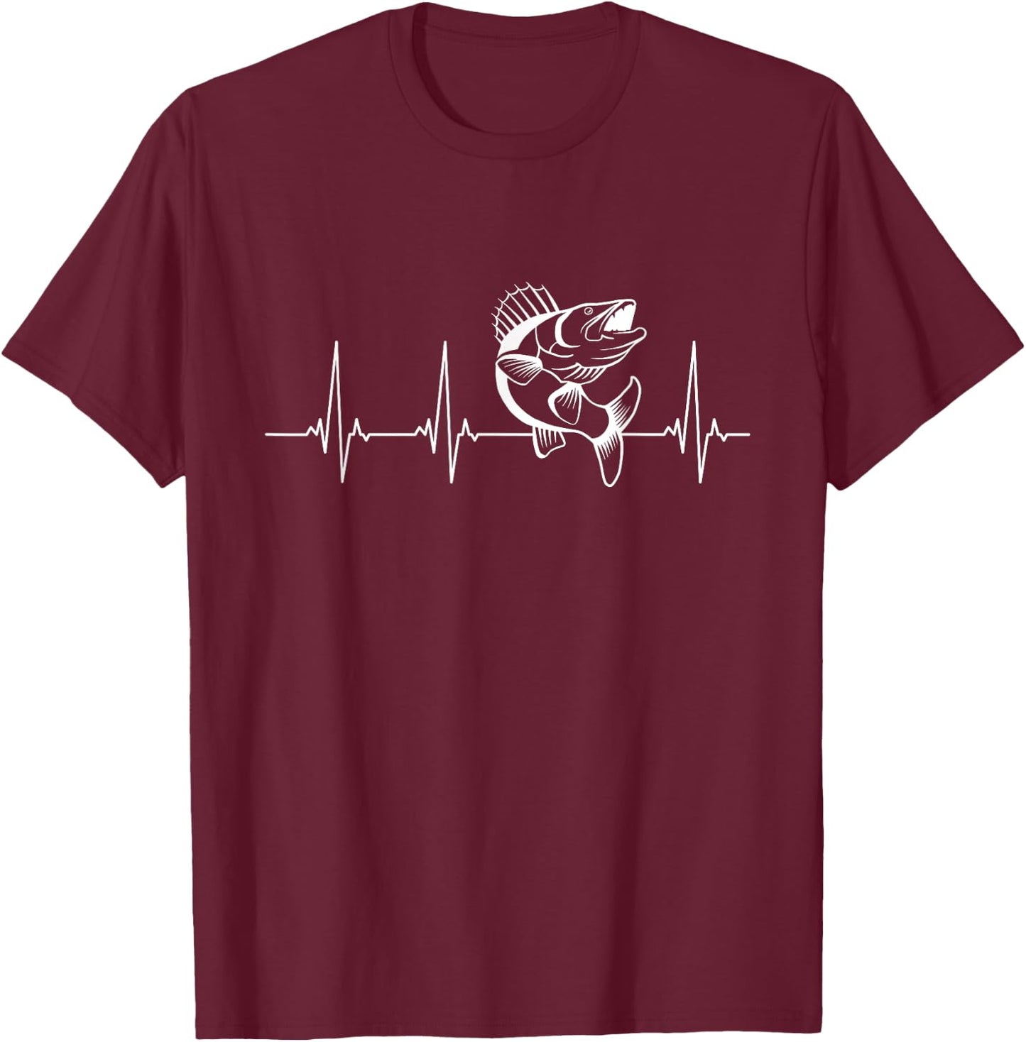 Walleye heartbeat T-Shirt - T-Shirt | Maroon