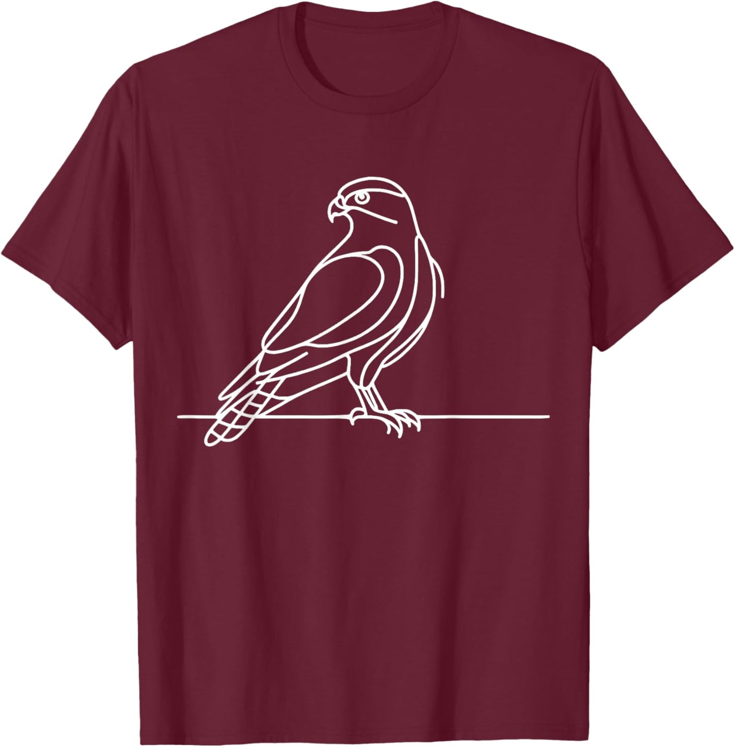 Line Art Bird & Ornithologist Cooper'S Hawk T-Shirt - T-Shirt | Maroon