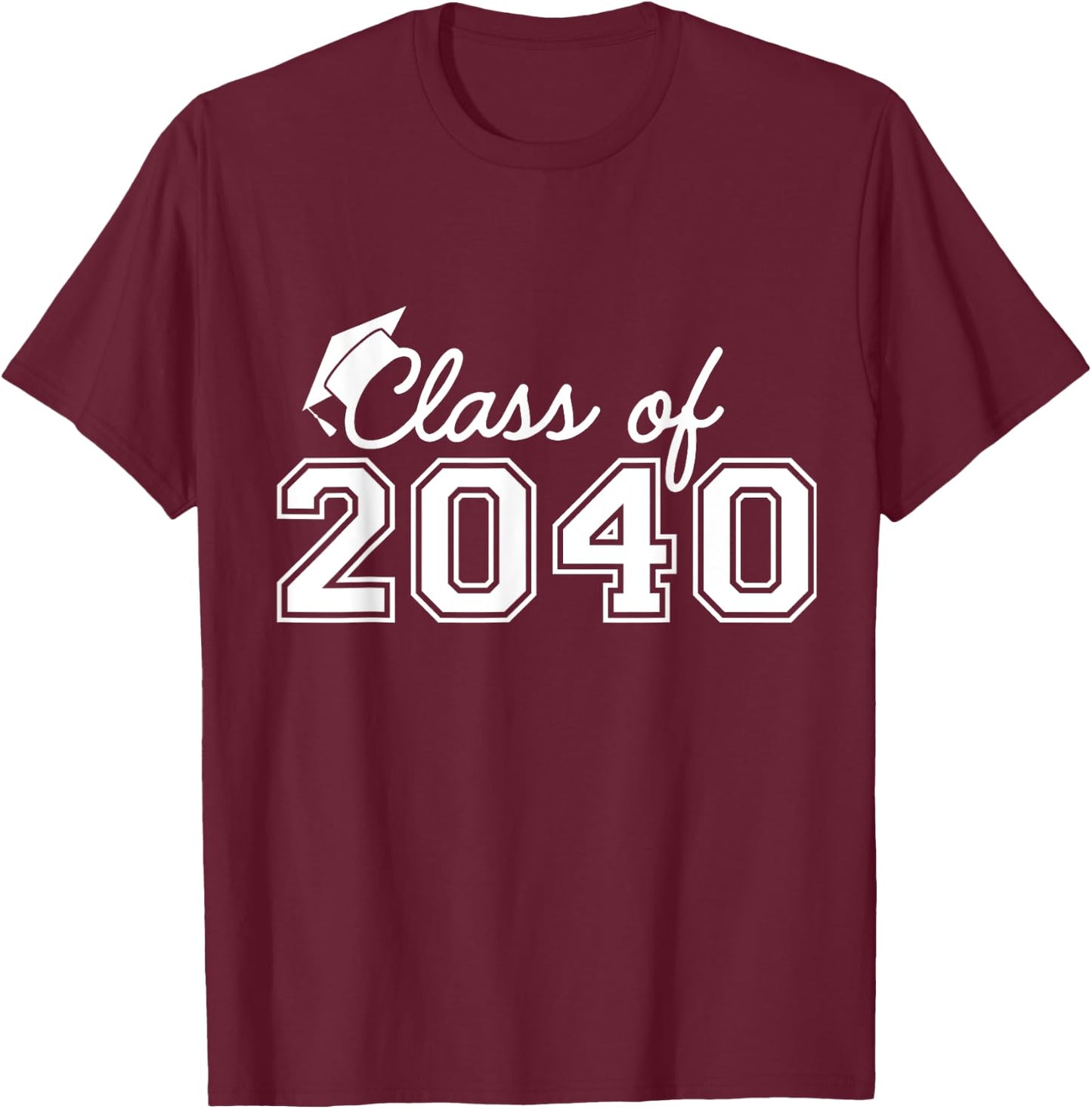 Class Of 2040 Grow With Me Graduation First Day of School T-Shirt - T-Shirt | Maroon