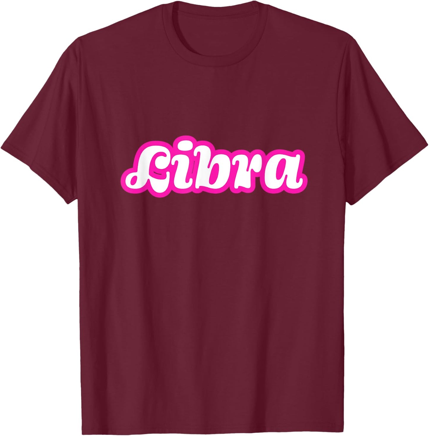 Libra zodiac retro hot pink astrology T-Shirt - T-Shirt | Maroon