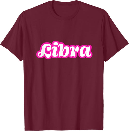 Libra zodiac retro hot pink astrology T-Shirt - T-Shirt | Maroon