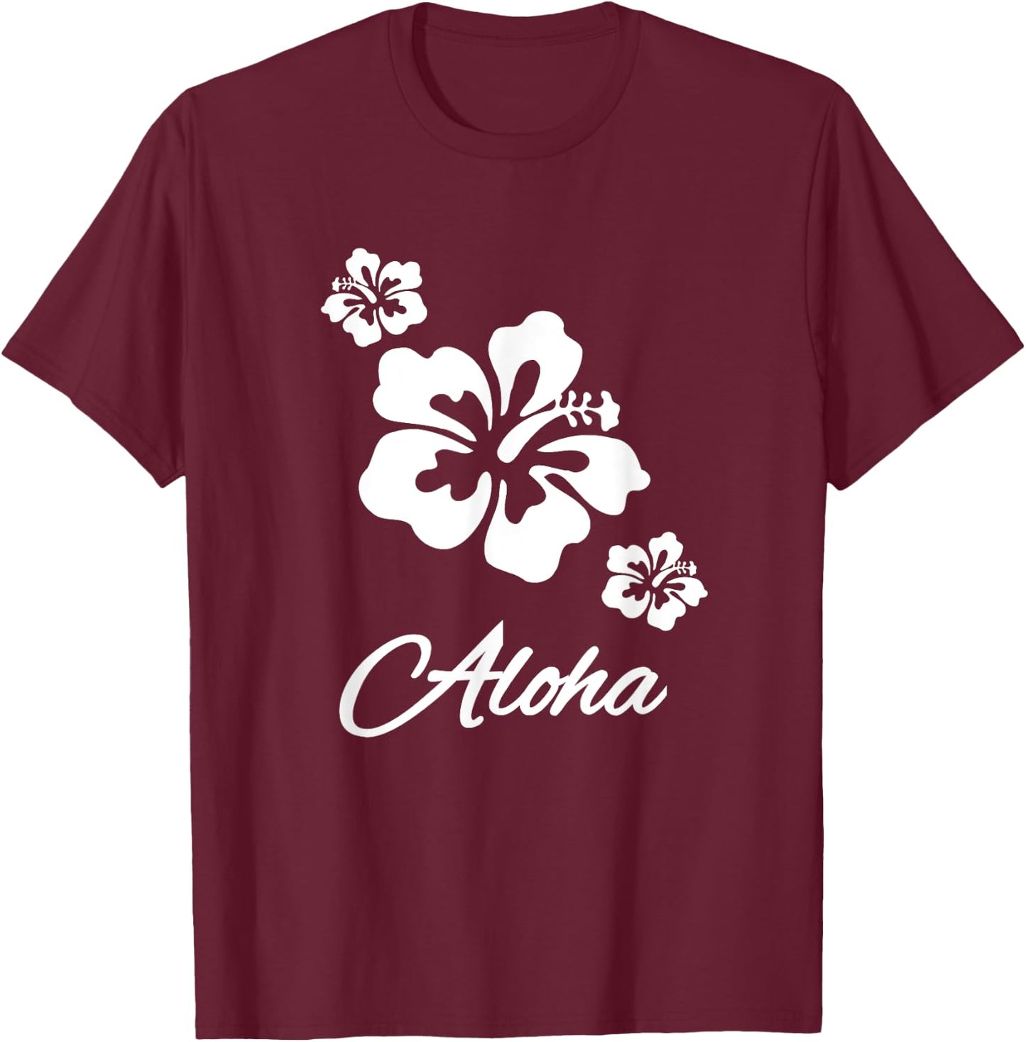 Aloha Hawaiian Islands Hibiscus Flower Hawaii Surf Surfer T-Shirt - T-Shirt | Maroon