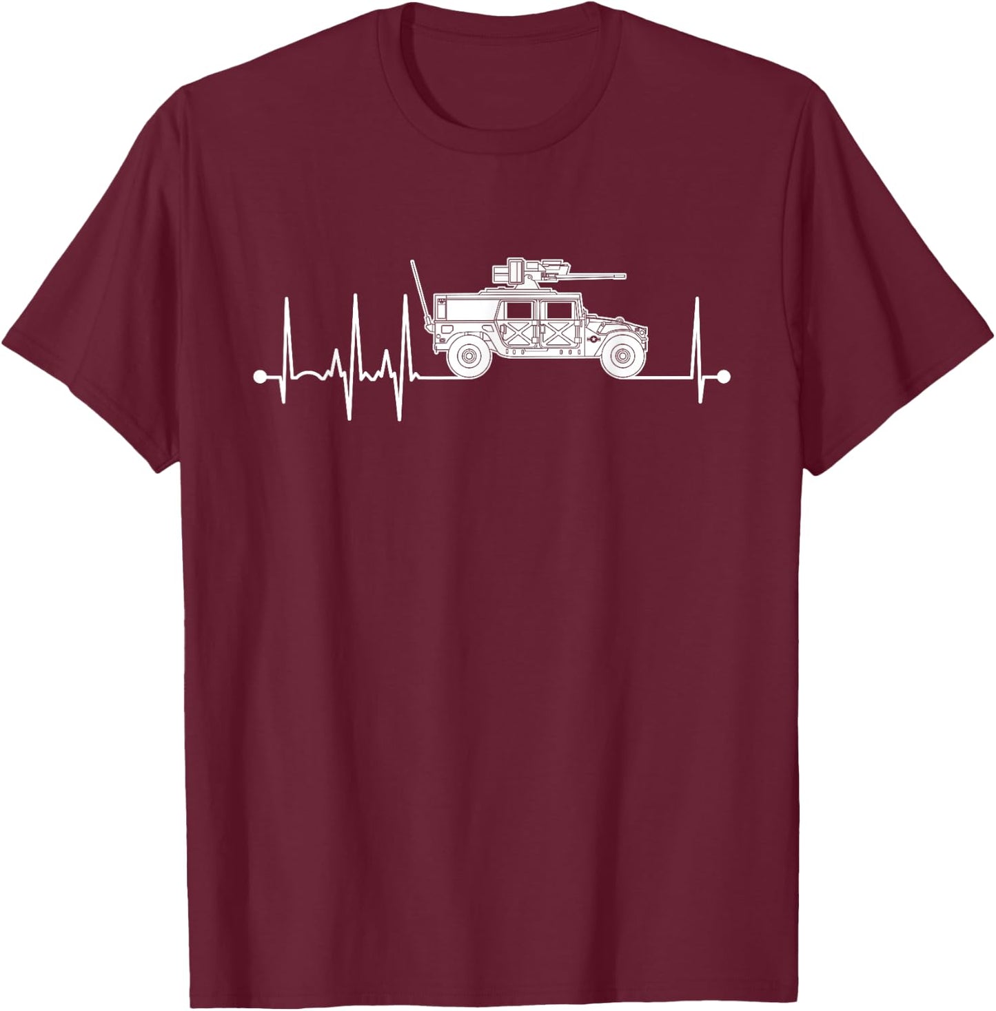 Humvee Heartbeat Military Pulse ECG Humvee T-Shirt - T-Shirt | Maroon