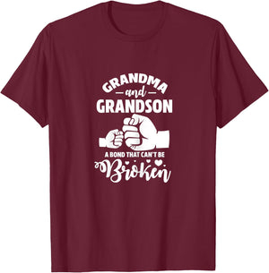 Grandma and Grandson a Bond That Can't be Broken Grandmother T-Shirt - T-Shirt | Maroon