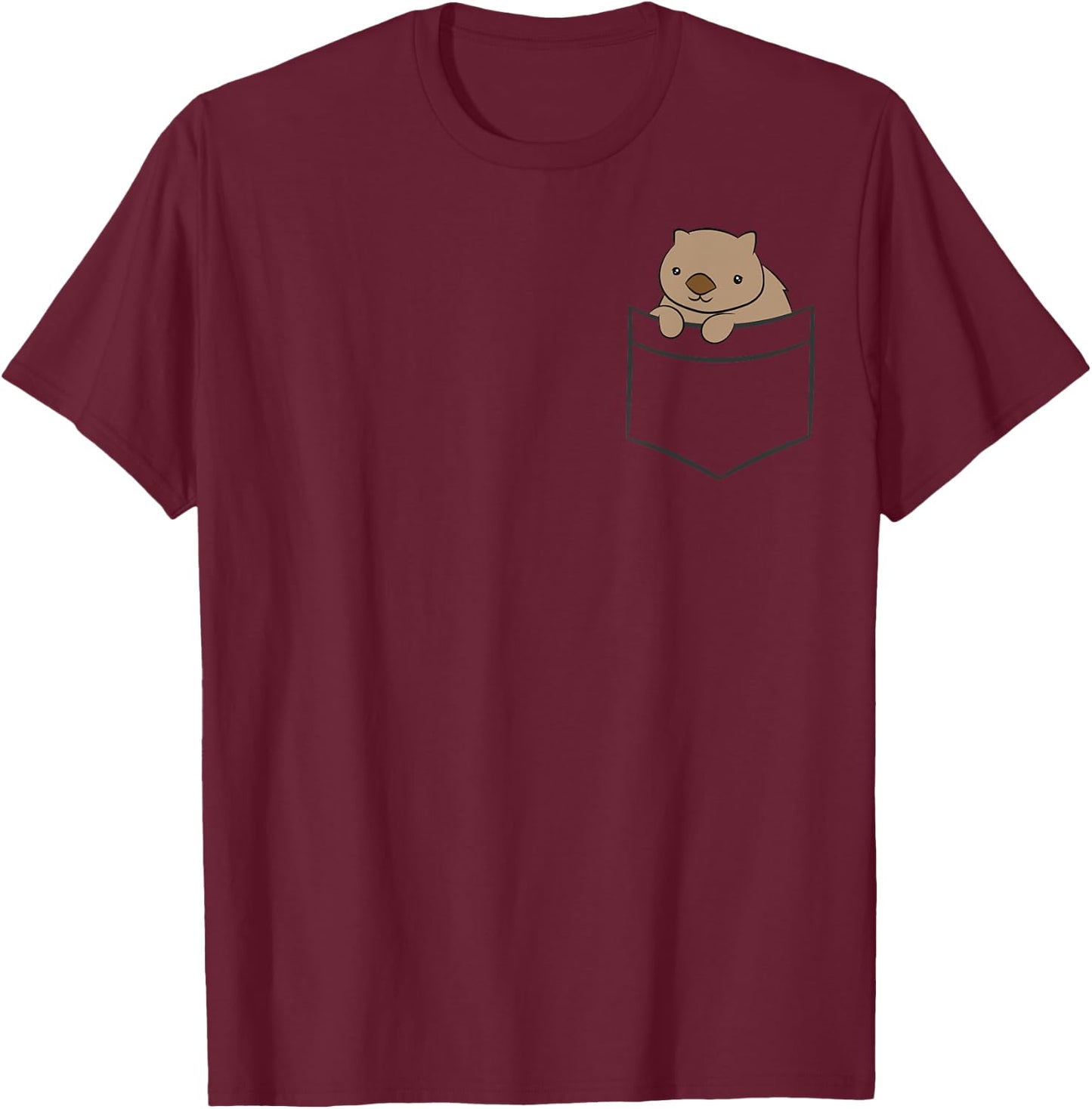 Cute Wombat And Wombat Gifts Baby Wombat In The Pocket -Adults, -Kids Black Short Sleeve T-Shirt - T-Shirt | Maroon