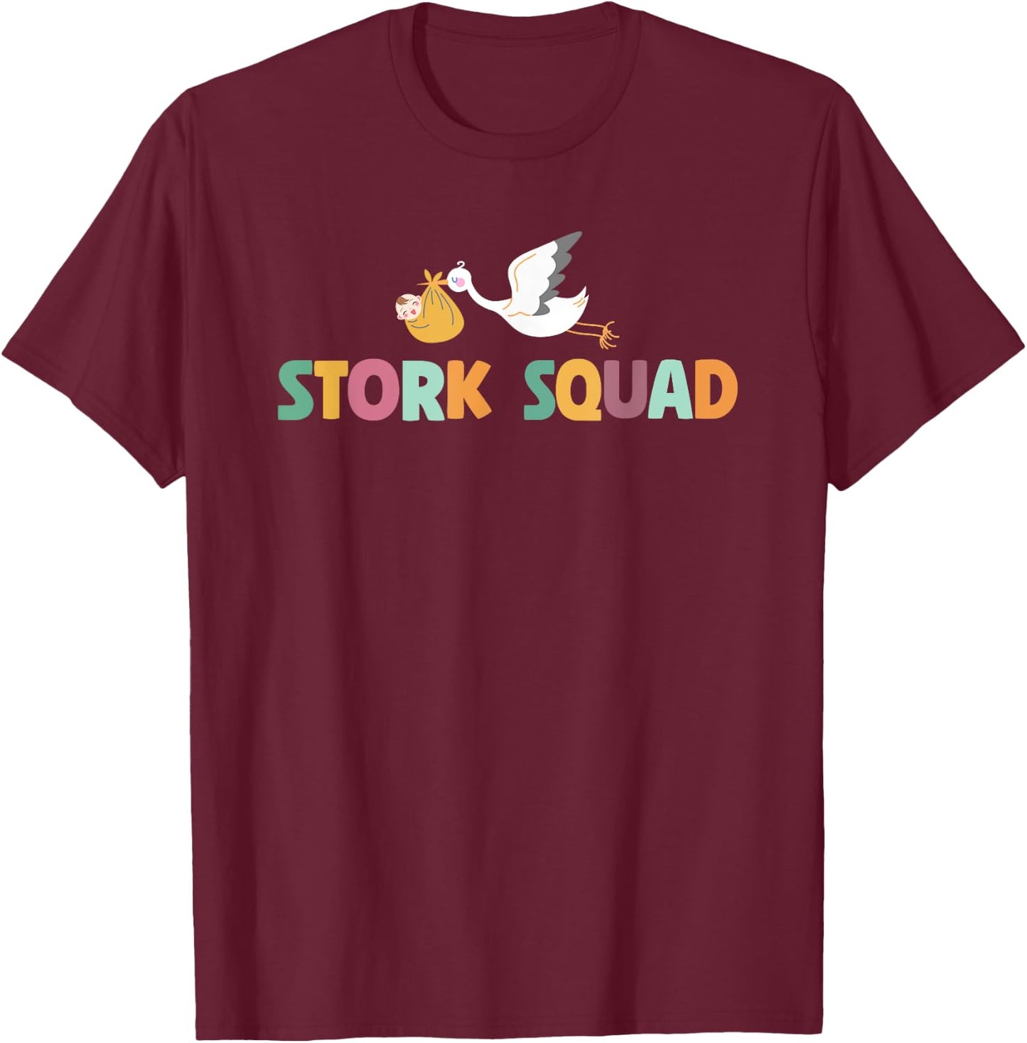Cute Stork Squad L&D Nurse T-Shirt - T-Shirt | Maroon