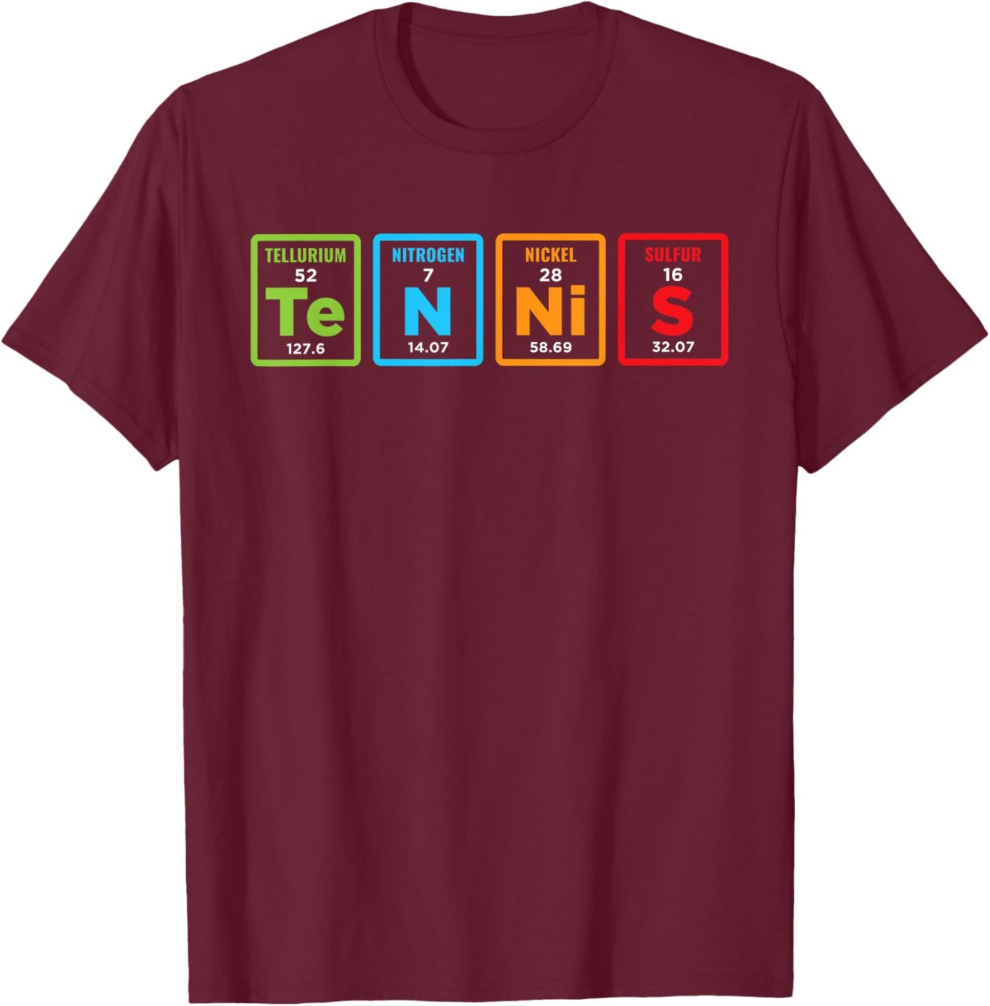 Periodic Table Tennis Player Funny Gift T-Shirt - T-Shirt | Maroon