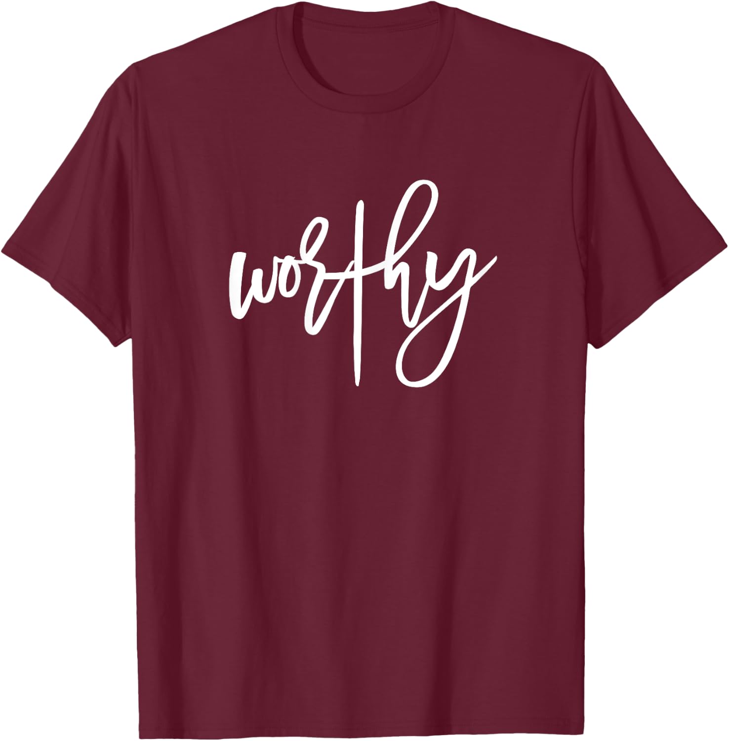 Worthy Cross Design Inspirational Saying Women Empowerment T-Shirt - T-Shirt | Maroon
