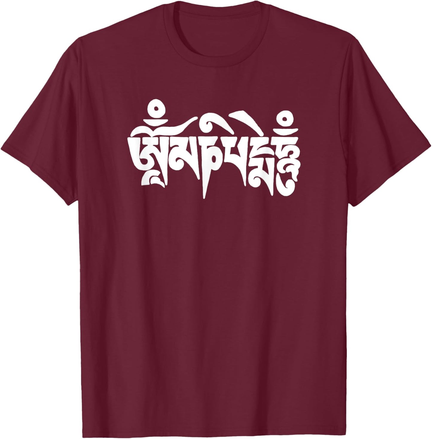 Sanskrit Om Mani Padme Hum T-Shirt - T-Shirt | Maroon
