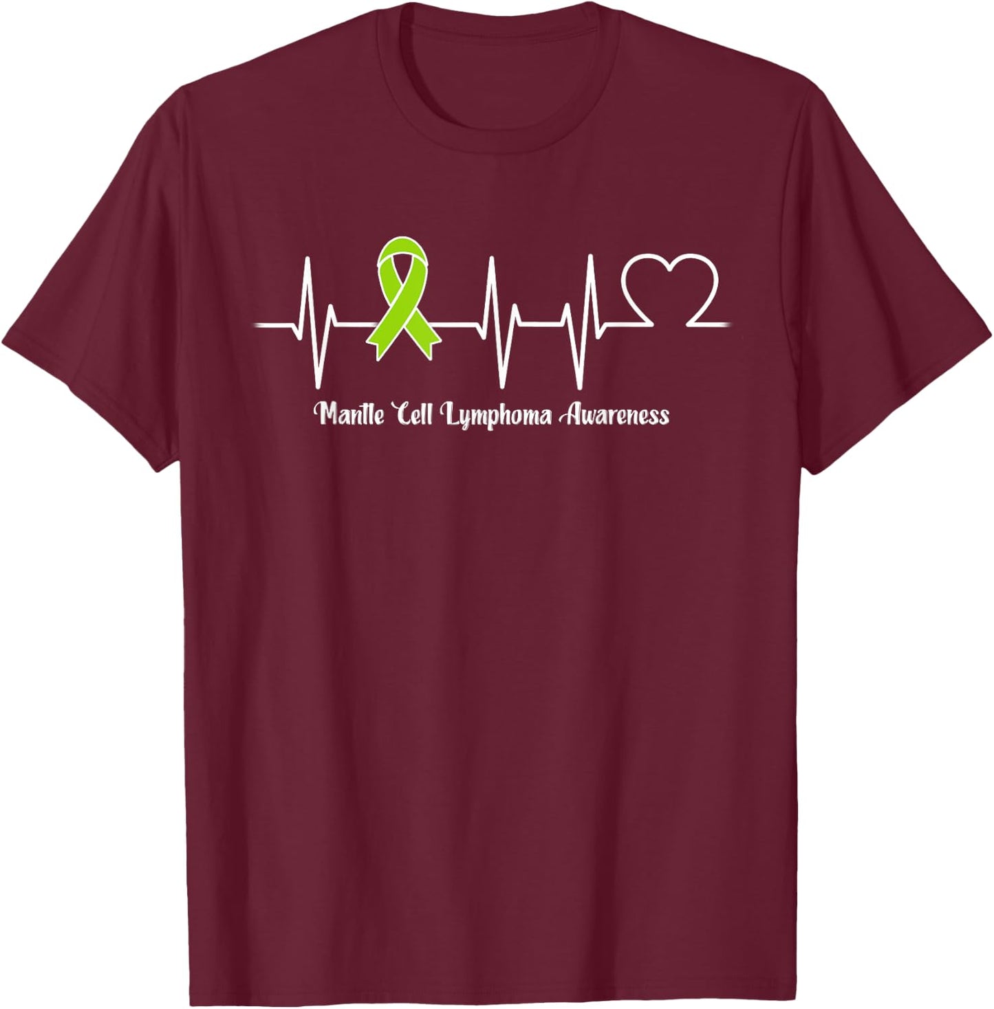 Heartbeat Mantle Cell Lymphoma Warrior T-Shirt - T-Shirt | Maroon