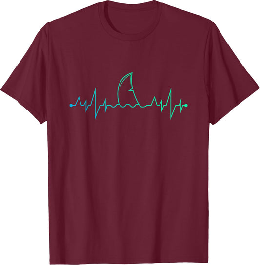 Heartbeat Shark T-Shirt - T-Shirt | Maroon