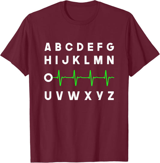 Nurse PQRST, ABC's Ekg Strip Alphabet, funny Nurse Meme T-Shirt - T-Shirt | Maroon