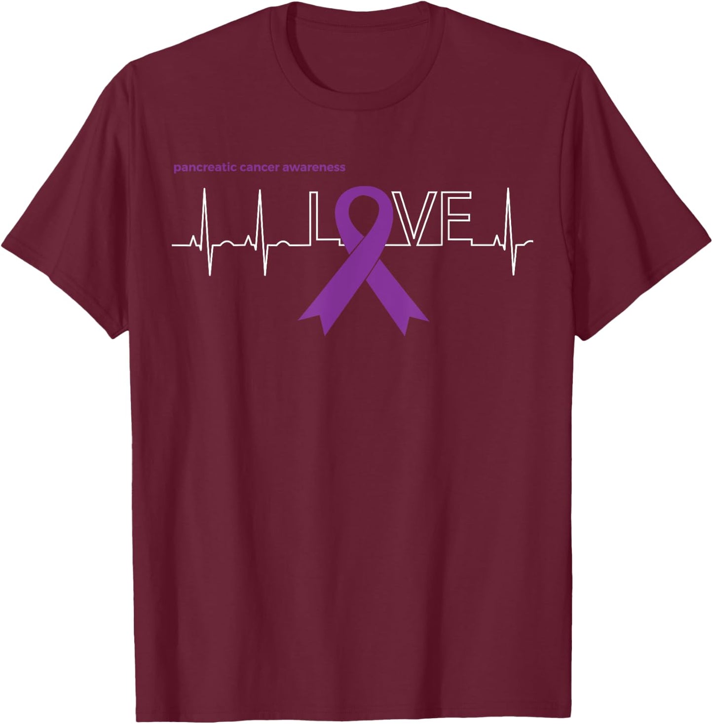 LOVE Ribbon Products Shirts for Pancreatic Cancer Awareness T-Shirt - T-Shirt | Maroon