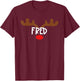 Fred Reindeer Antlers - Funny Christmas Gift T-Shirt - T-Shirt | Maroon