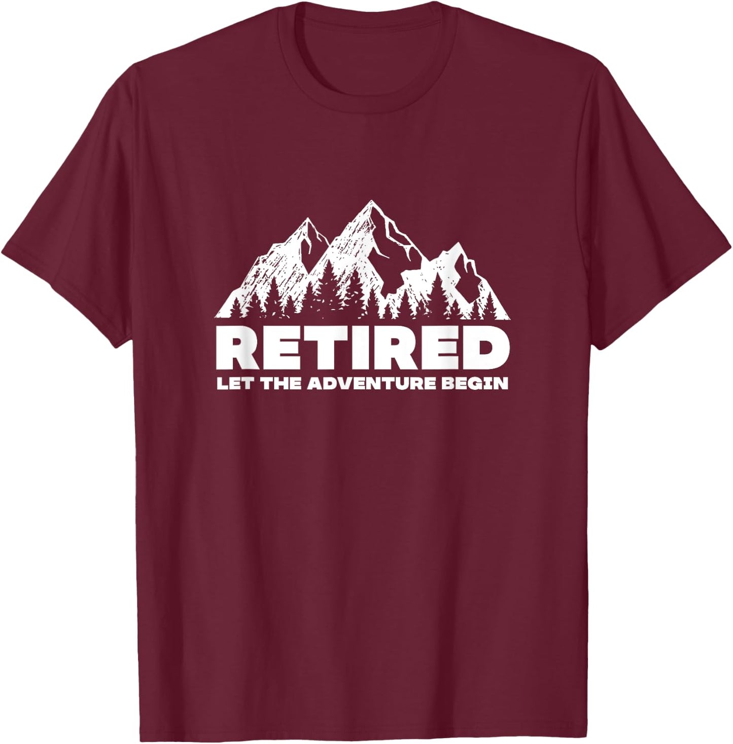 Retired Let The Adventure Begin Mountain T-Shirt - T-Shirt | Maroon