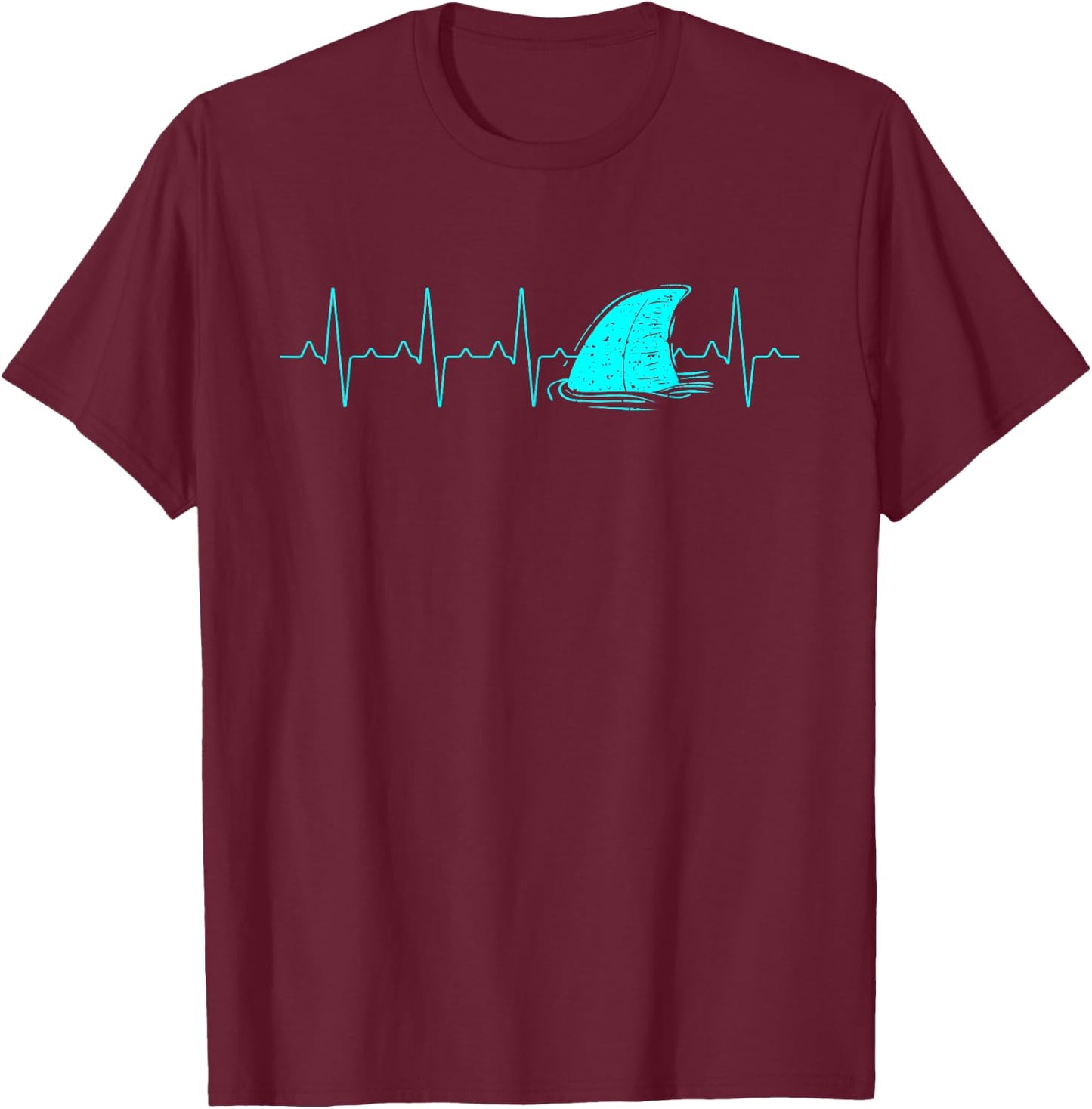 Ocean Animal Heartbeat Shark T-Shirt - T-Shirt | Maroon