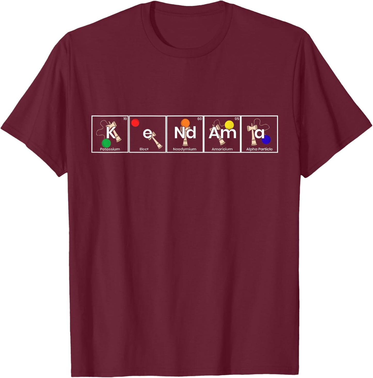 Kendama Elements Japanese Toy Sword And Ball Game Gift T-Shirt - T-Shirt | Maroon