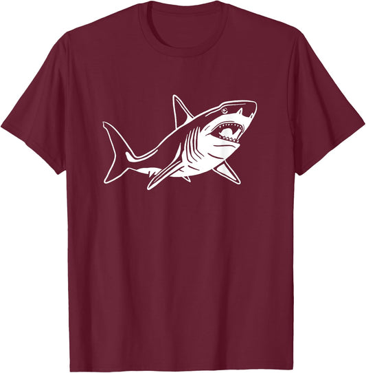 Shark Doodle Drawing / Shark Lover and Oceanic Life Fan T-Shirt - T-Shirt | Maroon